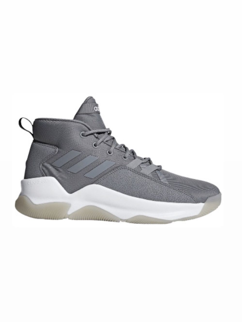 Adidas Men’s Streetfire Gray & White Cloudfoam High Top Basketball Sneakers 11.5